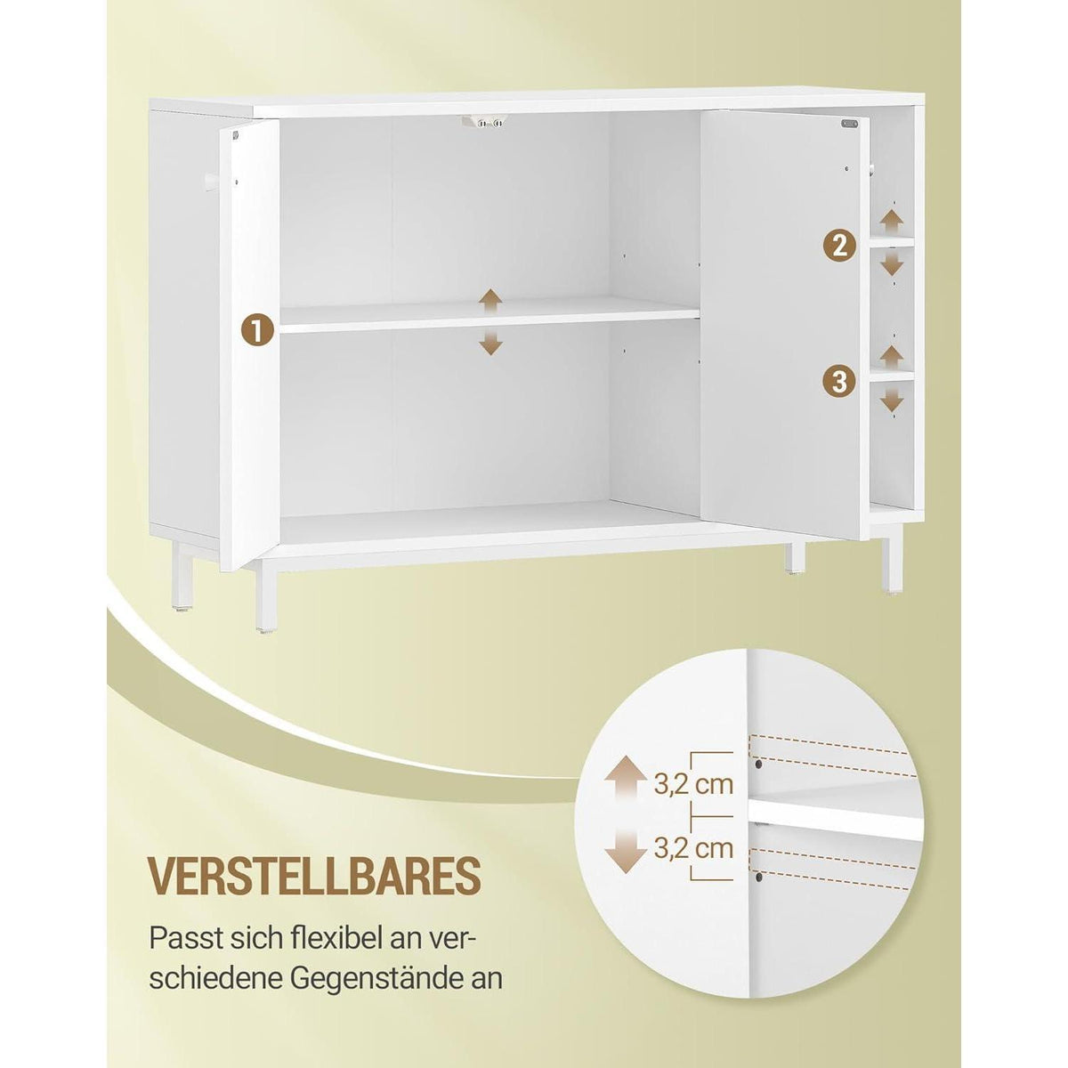 Weißer Badezimmerschrank mit 2 Türen & verstellbarem Regal