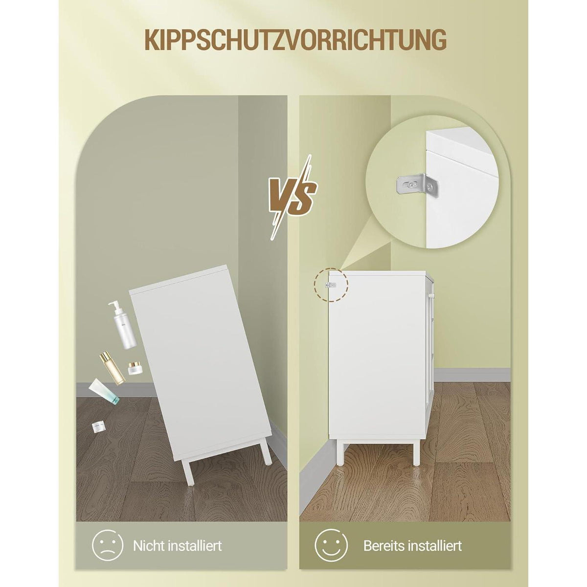 Weißer Badezimmerschrank mit 2 Türen & verstellbarem Regal