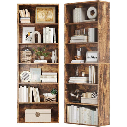 Bücherregal Holz 6 Ebenen - Modernes Standregal Braun