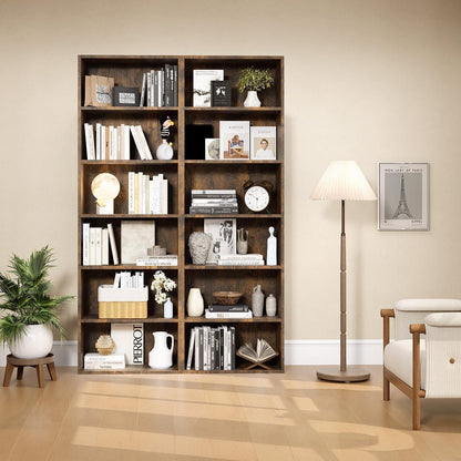 Bücherregal Holz 6 Ebenen - Modernes Standregal Braun