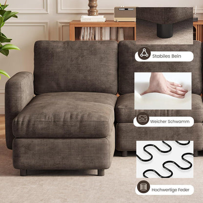 Modulares Ecksofa Braun mit Hocker & Stauraum