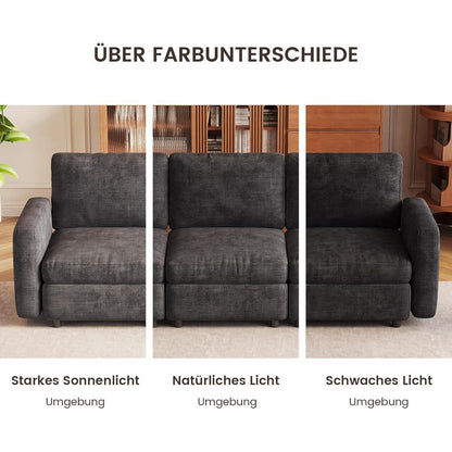 Modernes 4-Sitzer Sofa Grau – Bequeme Velours Couch