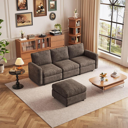Modulares Ecksofa Braun mit Hocker & Stauraum