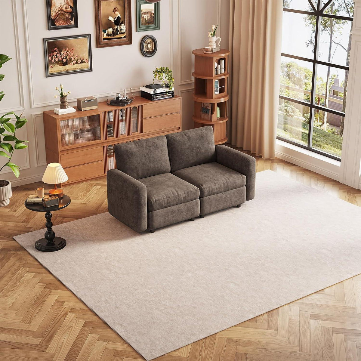 Modernes 2-Sitzer Sofa aus Velours in Braun
