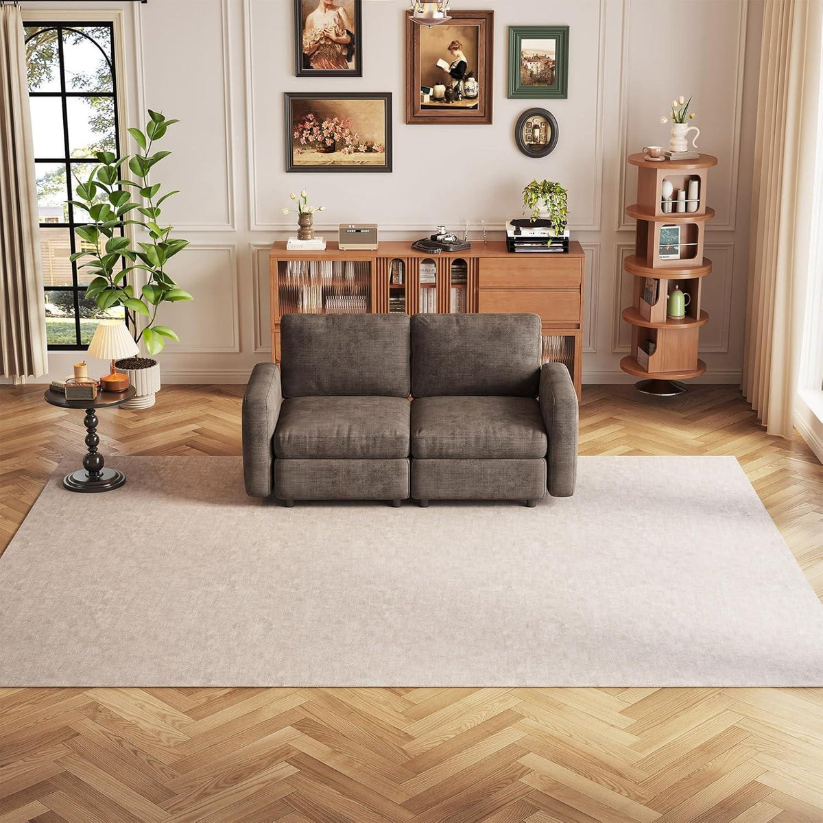Modernes 2-Sitzer Sofa aus Velours in Braun
