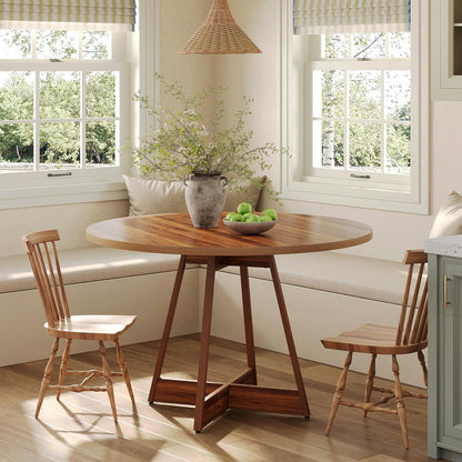 Runder Esstisch für 2-4 Personen – Braun, Landhausstil