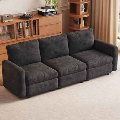 Graues 3-Sitzer Sofa aus Velours – Modernes Wohnzimmer Sofa