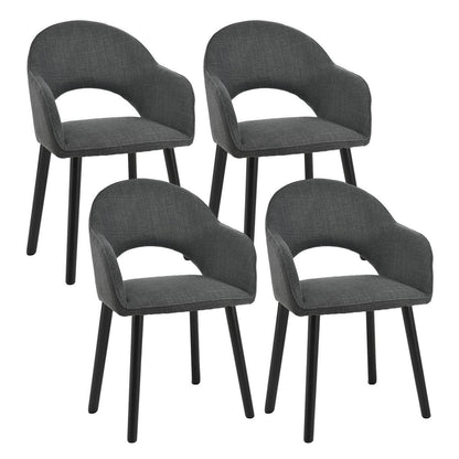 Esszimmerstühle Set 4er mit Armlehne Schwarzgrau Holzbeine