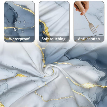 Runde Weihnachtliche Tischdecke 152 cm – Blauer Marmor Design