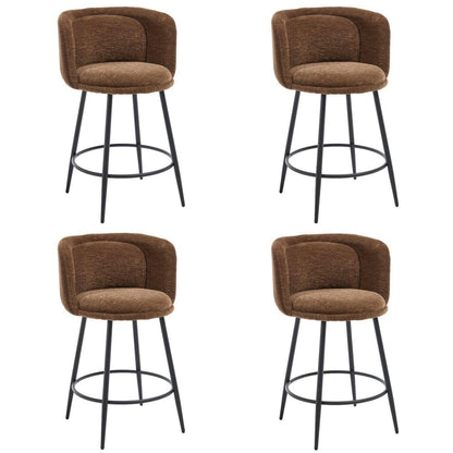 Barhocker Set 4er – Chenille, Braun, Moderne Optik