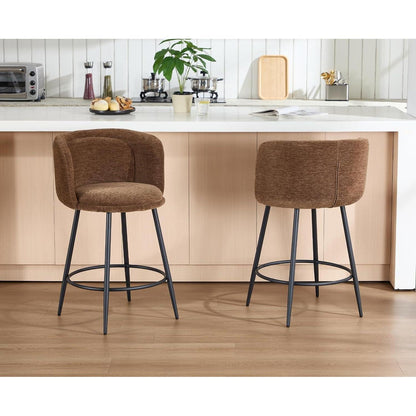 Barhocker Set 4er – Chenille, Braun, Moderne Optik