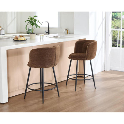 Barhocker Set 4er – Chenille, Braun, Moderne Optik