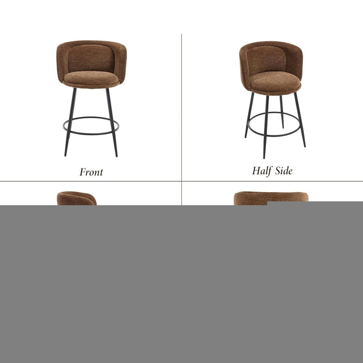 Barhocker Set 4er – Chenille, Braun, Moderne Optik