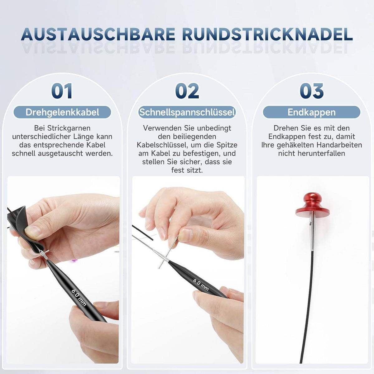 Austauschbare Mini Rundstricknadeln Set mit Zubehör