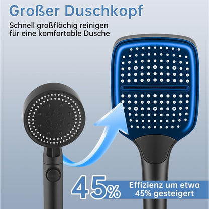 Großer Rechteck-Duschkopf 27x11cm mit 3 Strahlarten & Hochdruck