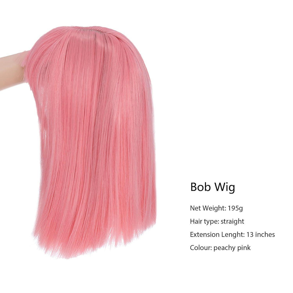 Rosa Bob Perücke mit Pony – 13 Zoll Synthetik