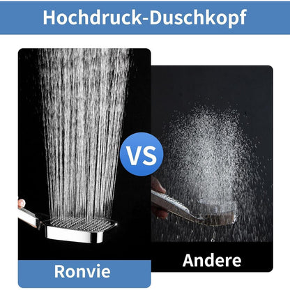 Großer Rechteck-Duschkopf mit 3 Strahlarten & Wassersparfunktion