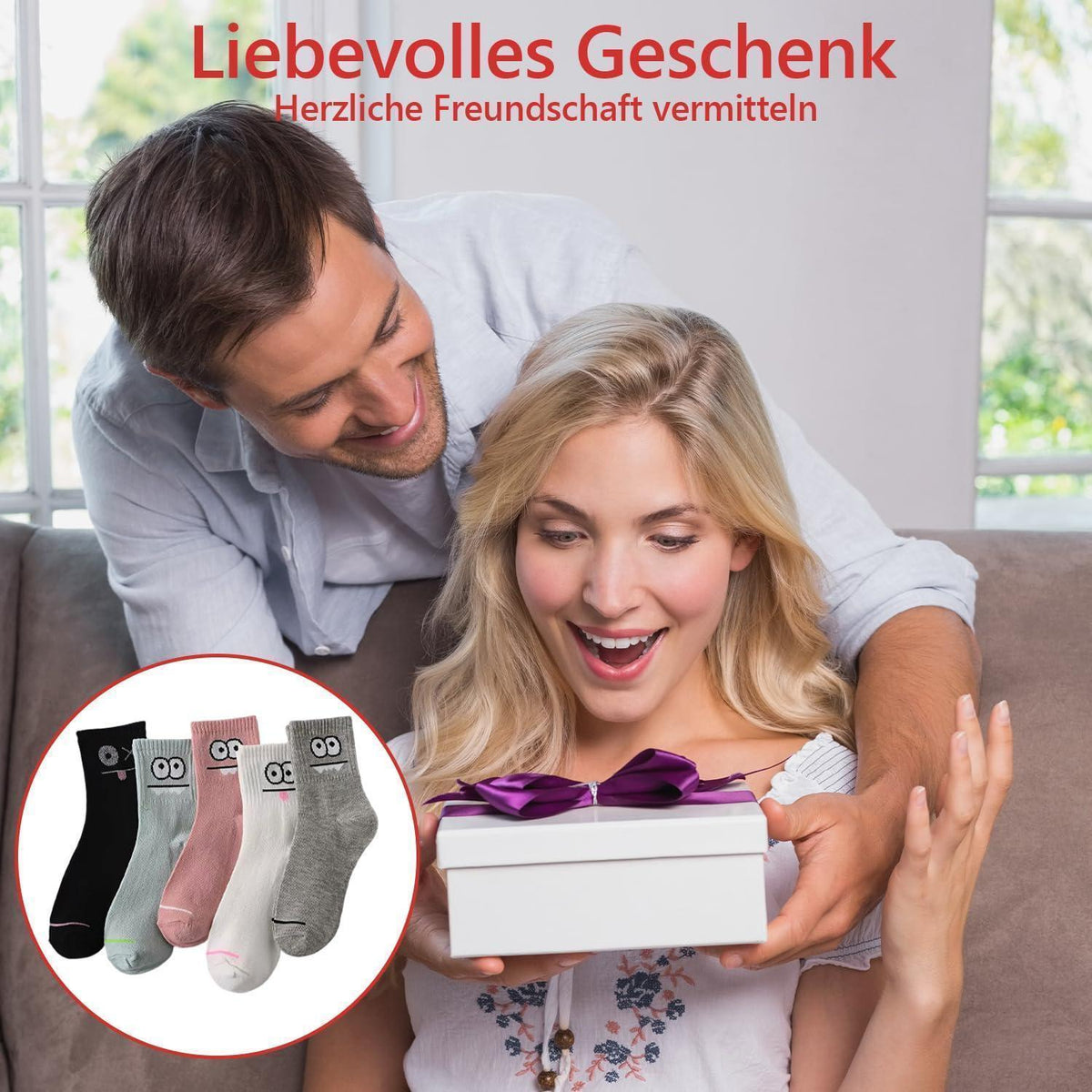 5 Paar Damen Socken bunt & süß, Größe 39-42, lustig & kuschelig