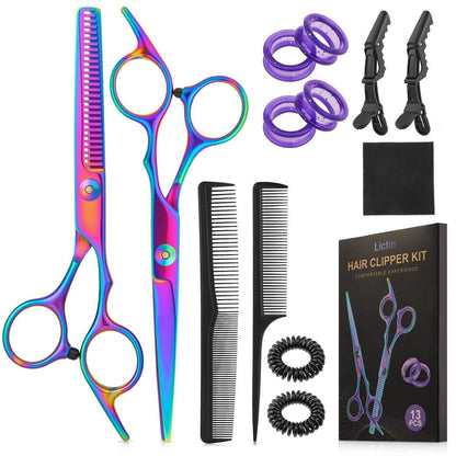 13-teiliges Friseurschere Set Edelstahl – Profi Haarschneideschere & Ausdünnschere