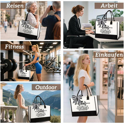 Einkaufstasche 60. Geburtstag Frau – Vintage 1966 Set mit Kosmetiktasche & Karte
