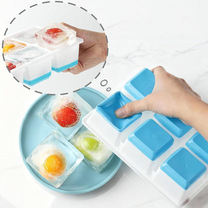 XXL Eiswürfelform mit Deckel – Große Silikon Eiswürfelbehälter