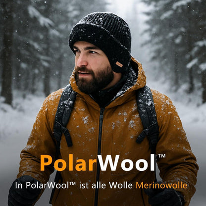 Merino Wollmütze mit Ohrenklappen & Fleecefutter Wasserdicht Unisex M-XXL
