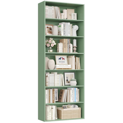 7-reihiges Bücherregal grün – Standregal für Wohnzimmer & Büro