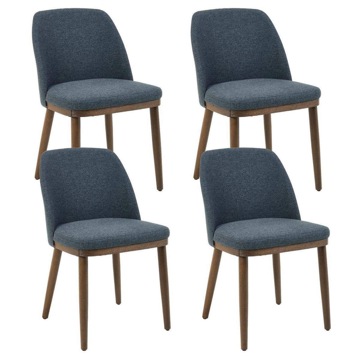 Esszimmerstühle Set 4 Blau – Gepolsterte Küchenstühle Holzbeine