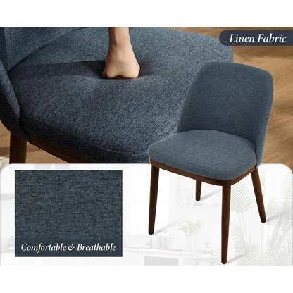 Esszimmerstühle Set 4 Blau – Gepolsterte Küchenstühle Holzbeine