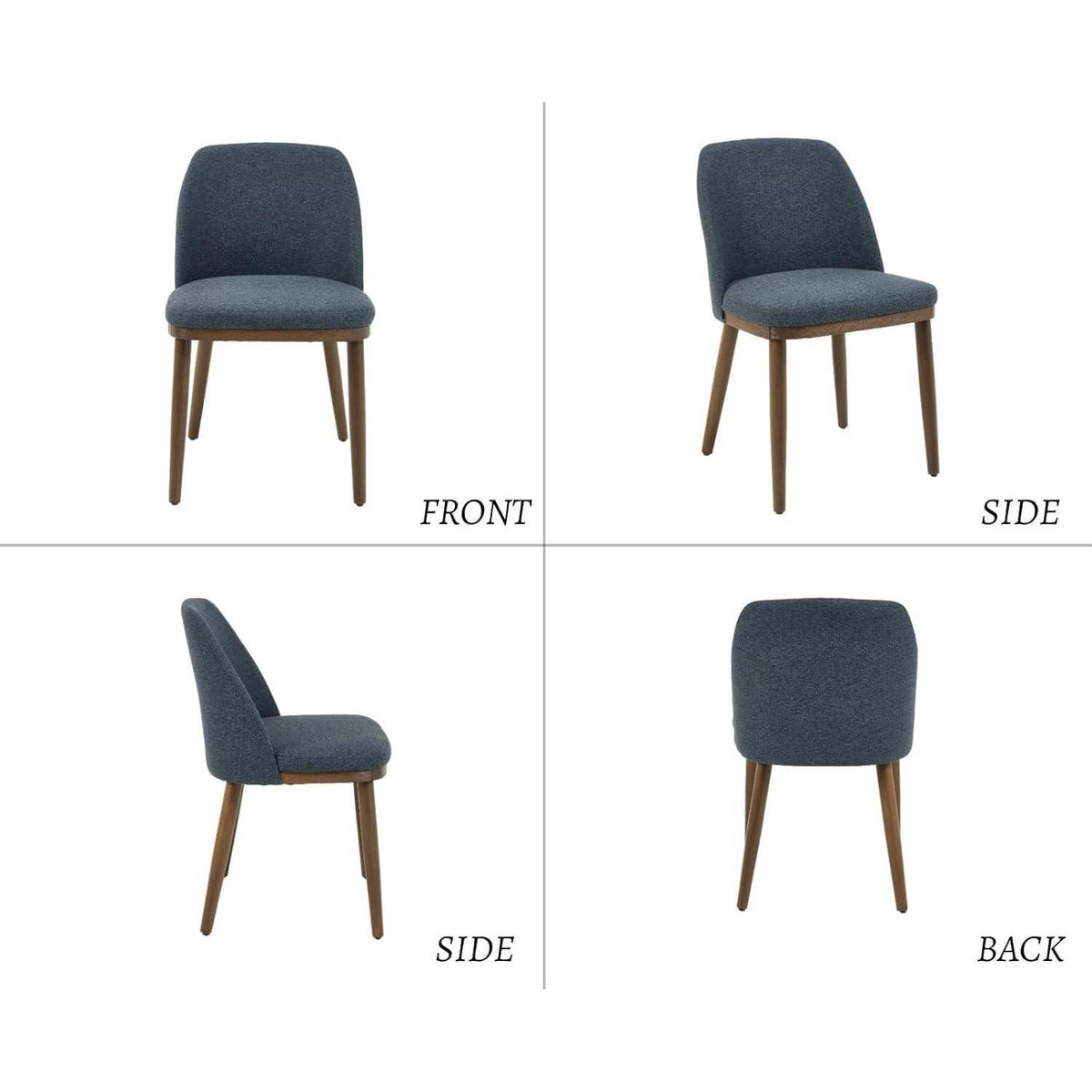 Esszimmerstühle Set 4 Blau – Gepolsterte Küchenstühle Holzbeine