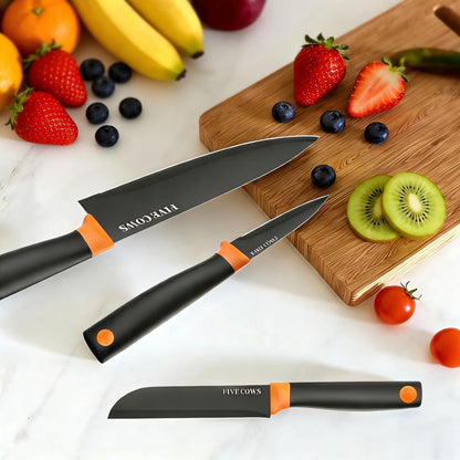 14-teiliges Küchenmesser-Set mit Messerblock & Schärfer (Orange)