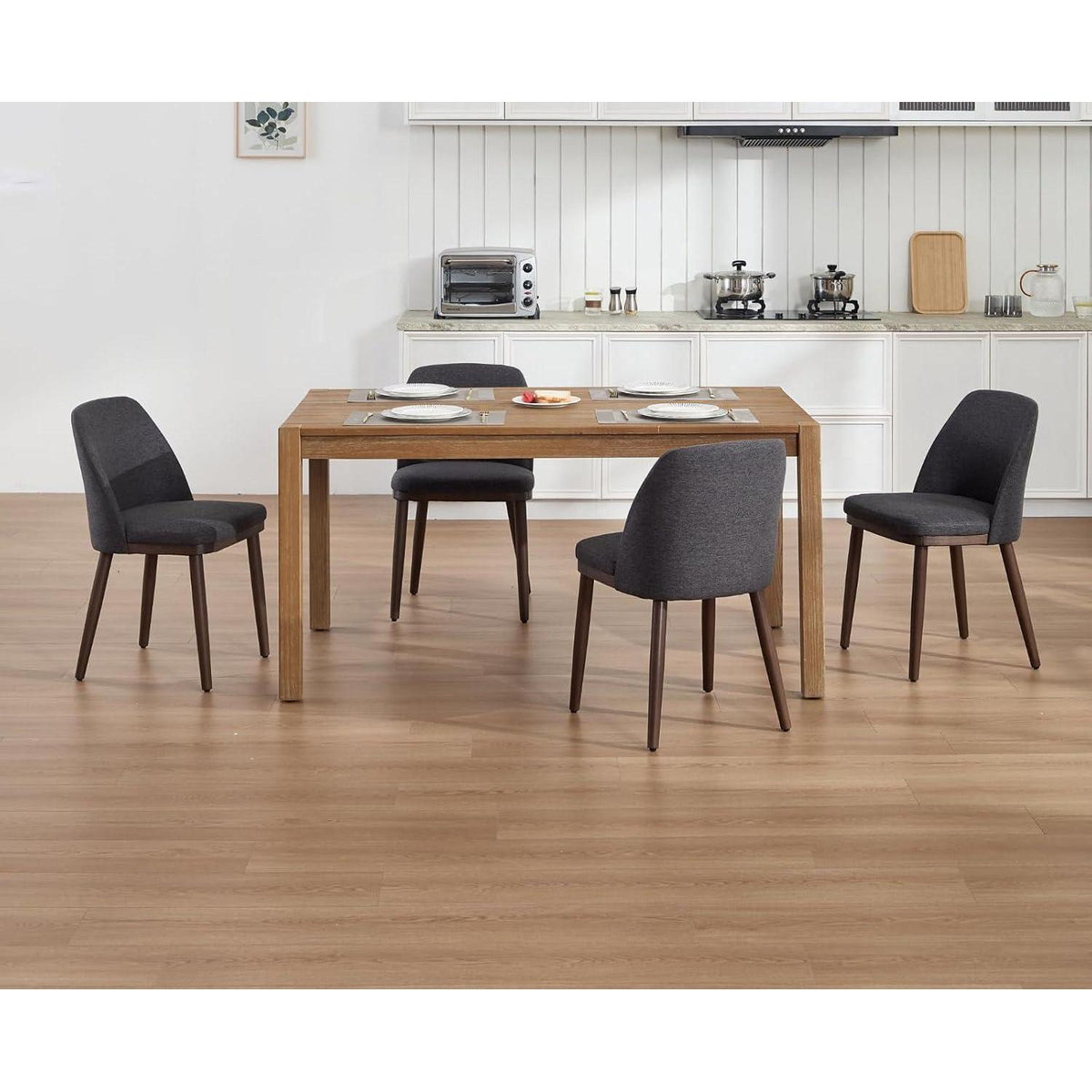 Esszimmerstühle 4er Set Polsterstuhl mit Holzbeinen Schwarz
