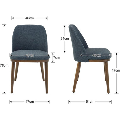 Esszimmerstühle Set Blau – Polsterstuhl mit Holzbeinen