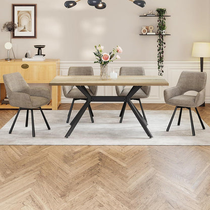 Drehbarer Esszimmerstuhl Set 6x Samt, Taupe | Modern & Komfortabel