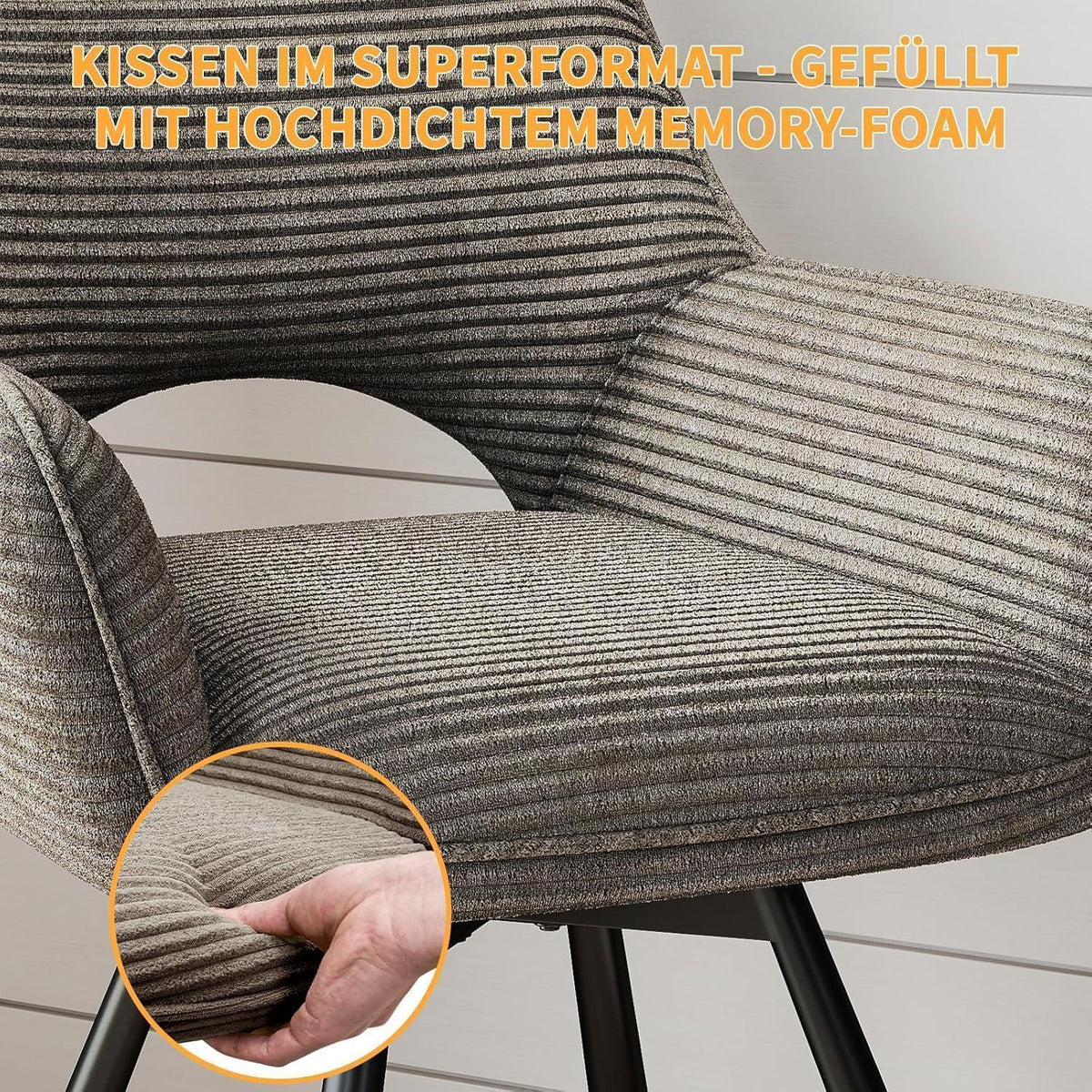 Drehbarer Esszimmerstuhl Set 6x Samt, Taupe | Modern & Komfortabel