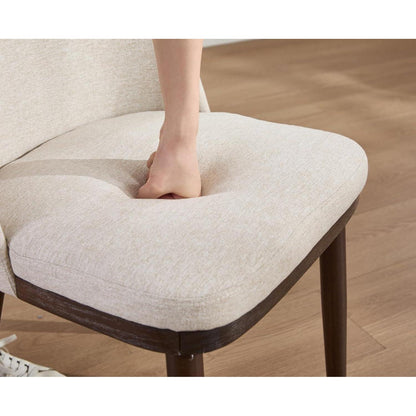 Esszimmerstühle 4er Set, Beige Polsterstuhl mit Holzbeinen