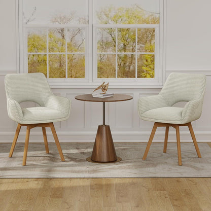 Drehbarer Esszimmerstuhl Set (6x) – Beige mit Holzbeinen