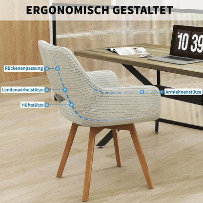 Drehbarer Esszimmerstuhl Set (6x) – Beige mit Holzbeinen