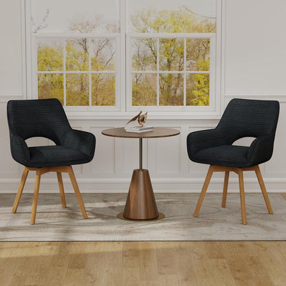 6er Set Drehbar Stühle | Modern & Komfortabel mit Holzbeinen Schwarz