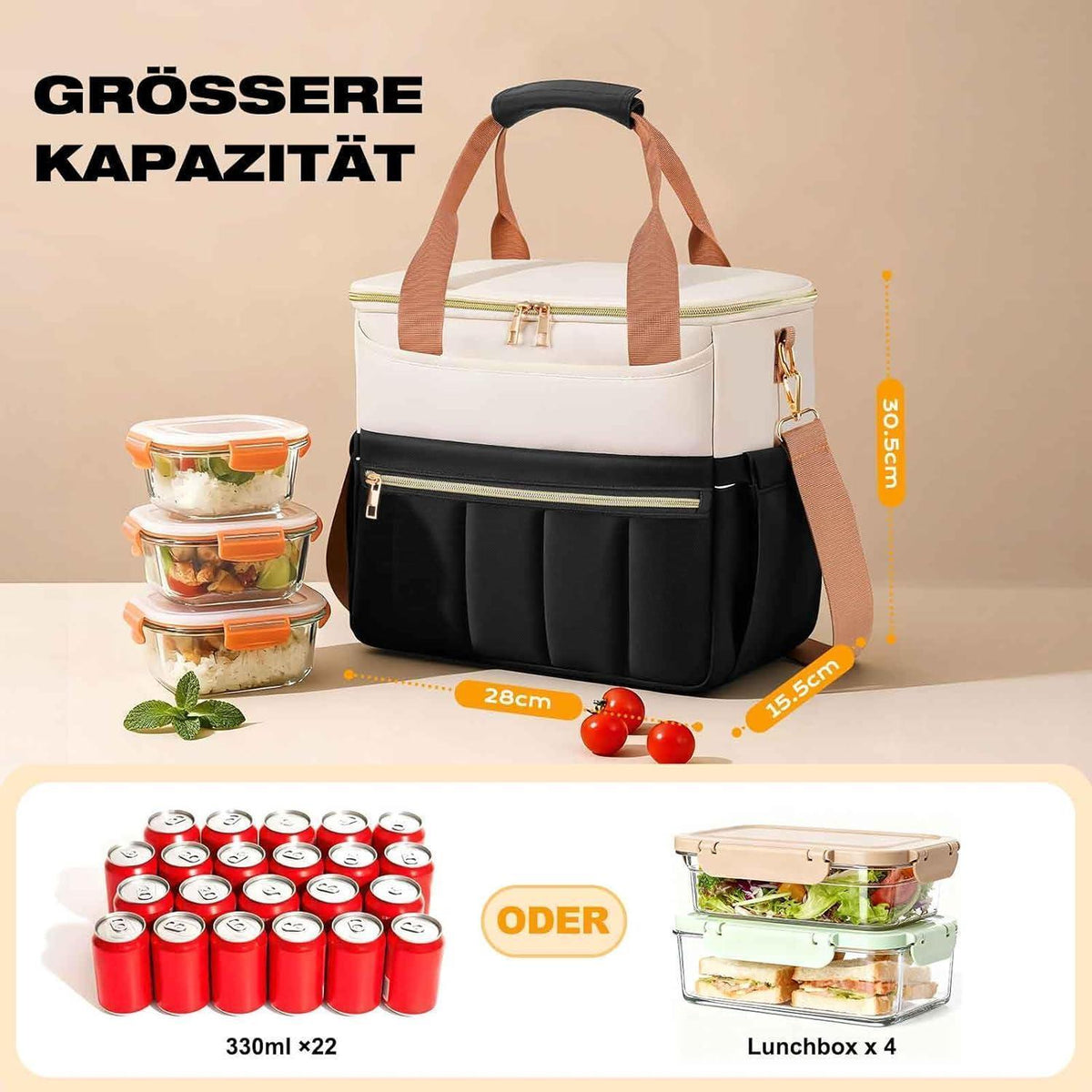 Kühltasche Lunch Bag Damen Herren – Groß, Auslaufsicher & Vielseitig