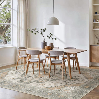 Vintage Teppich Wohnzimmer 300x400cm Taupe – Waschbar & Rutschfest