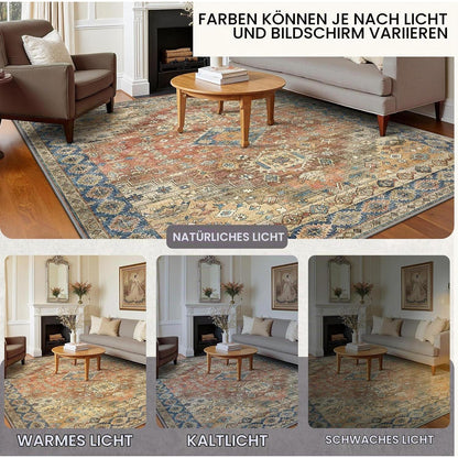 Vintage Teppich Rot 200x290cm – Waschbar & Rutschfest