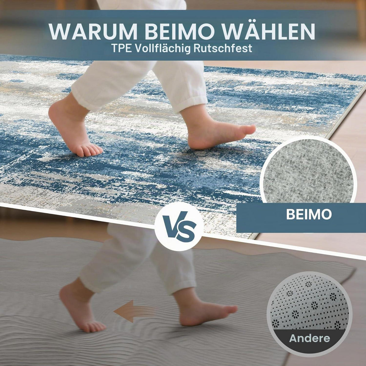 Moderner Wohnzimmerteppich Blau Farbverlauf 200x290 cm Waschbar