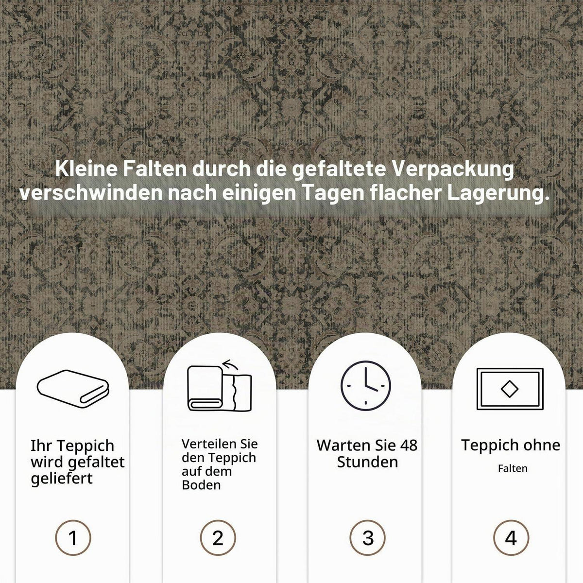 Vintage Teppich Wohnzimmer 240x300cm Hellbraun Rechteckig