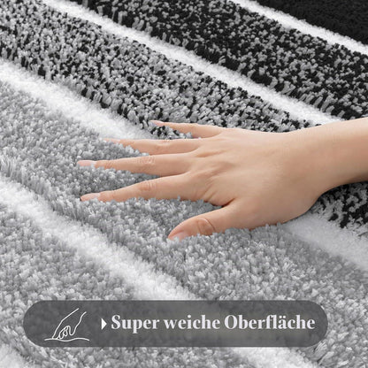 Rutschfester Badteppich Set 2-teilig Schwarz – Weich & Wasserabsorbierend