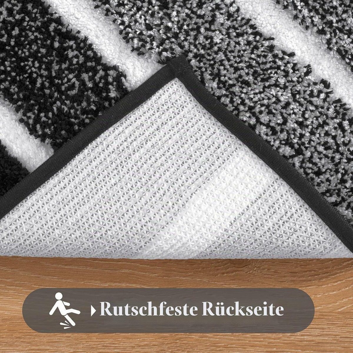 Rutschfester Badteppich Set 2-teilig Schwarz – Weich & Wasserabsorbierend