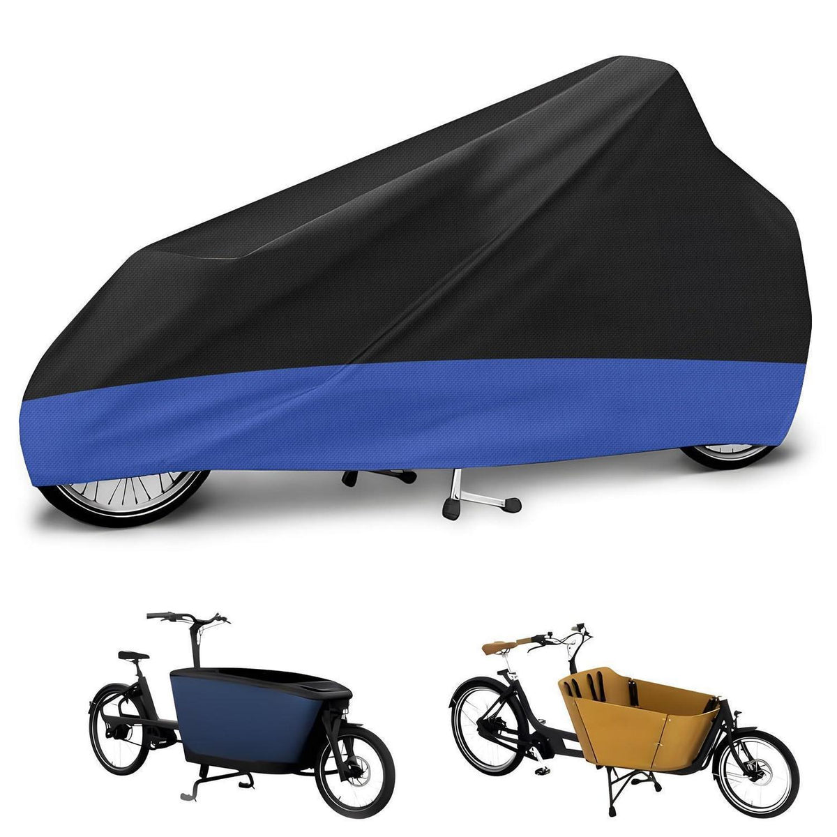 Lastenrad Abdeckung – Wasserdicht & Windfest (Schwarz/Blau)