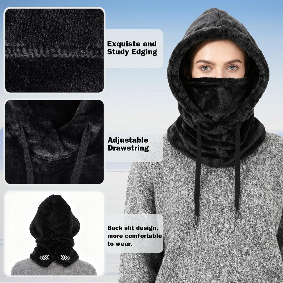 Sturmhaube Winter Mütze Fleece, Winddicht & Warm für Herren Damen