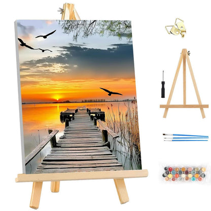 Malen nach Zahlen Landschaft mit Rahmen – DIY Ölgemälde Set