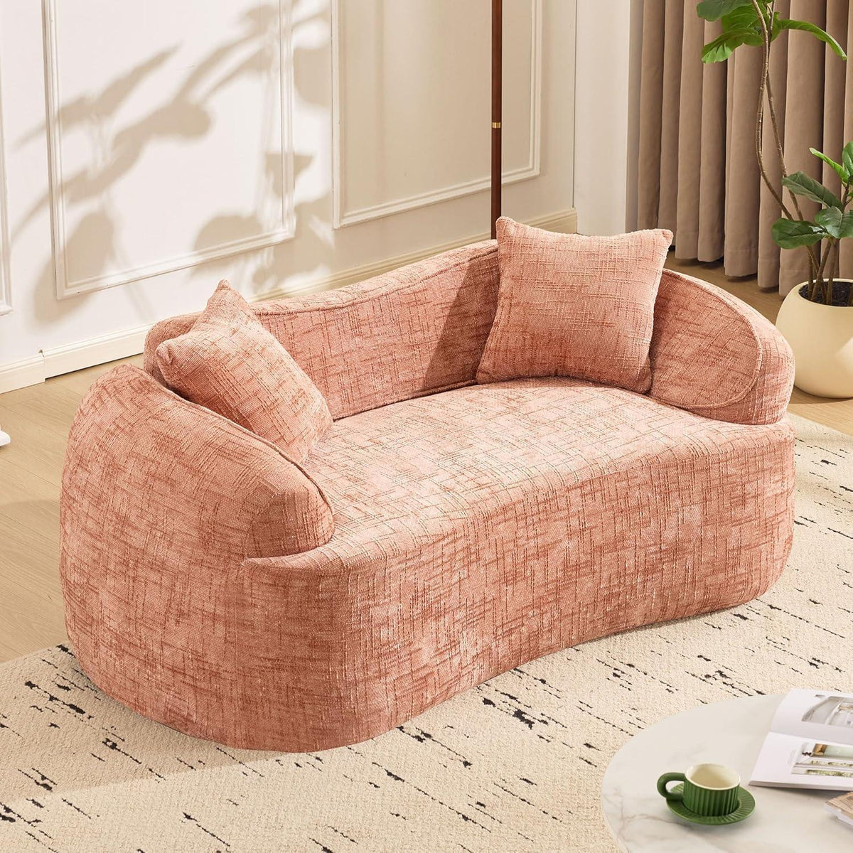 Rosa 2-Sitzer Sofa mit Kissen – Bequem & Werkzeugfrei